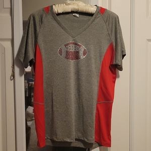 Rhinestone Football V-neck Shirt